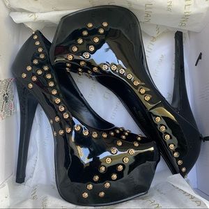 Black Heels with gold studs